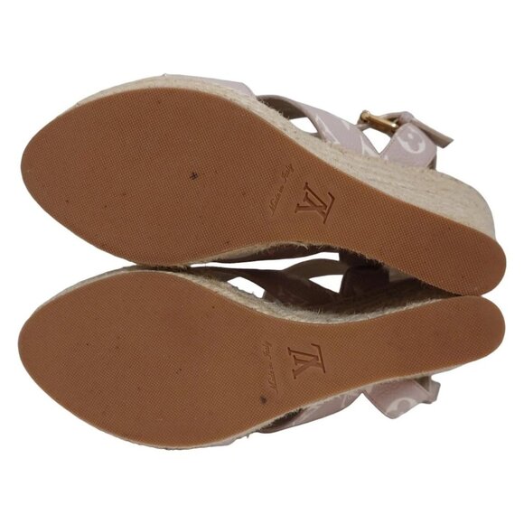 LOUIS VUITTON - Gray Beige Cream Women's Sandals Hemp 558-081525 - Picture 4 of 6
